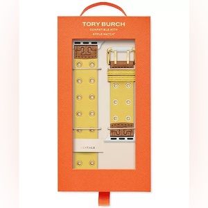 Tory Burch Double Rivets Yellow Leather Strap For Apple Watch 38mm/40mm/41mm